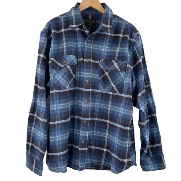 JACHS Heritage Flannel Button Down Shirt Mens Size XXL Heavyweight Blue Plaid - Picture 1 of 11